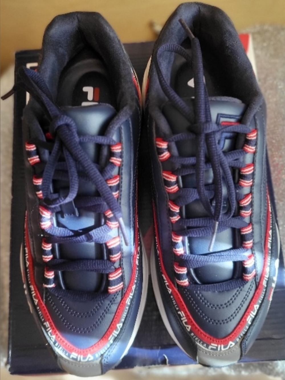 Fila Men's Navy and Red Low-Top Sneakers Drst 97 Xray Tracer Biella Size 8